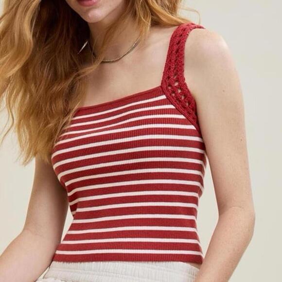 aerie Tops - Aerie Crochet Sweater Tank Top Size Large